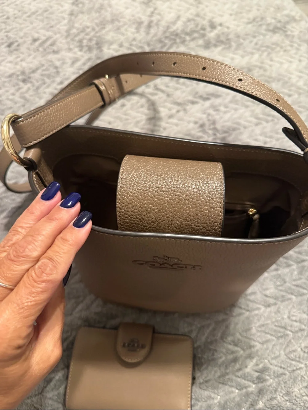 Coach Tan Pebbled Leather Crossbody with Matching Wallet